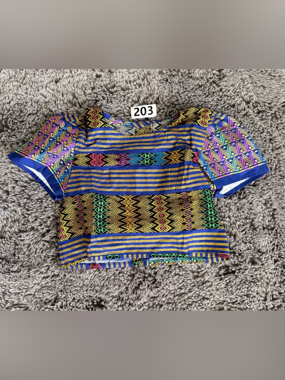Kids Vibrant Blue Multicolor Patterned Filipiniana top for Kids